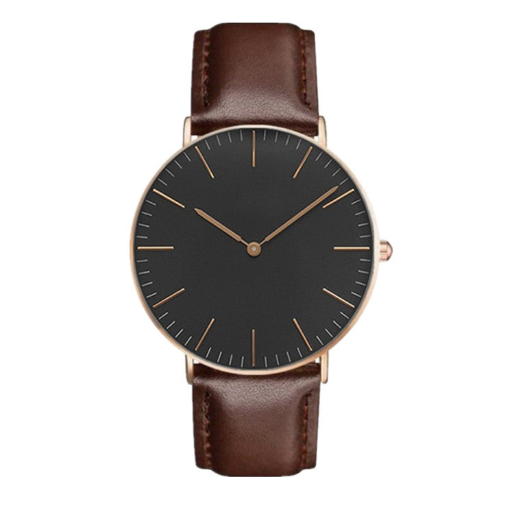 Montre mixte minimaliste, cadran 40 mm et bracelet cuir
