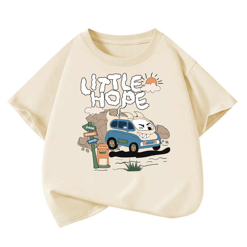 T-shirt garçon en coton — coupe ample, manches courtes