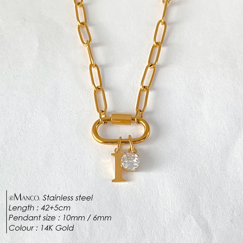 Collier lettre à personnaliser — initiale A à Z, acier inoxy — coloris