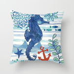 Housse de coussin à motifs marins, esprit méditerranéen — coloris