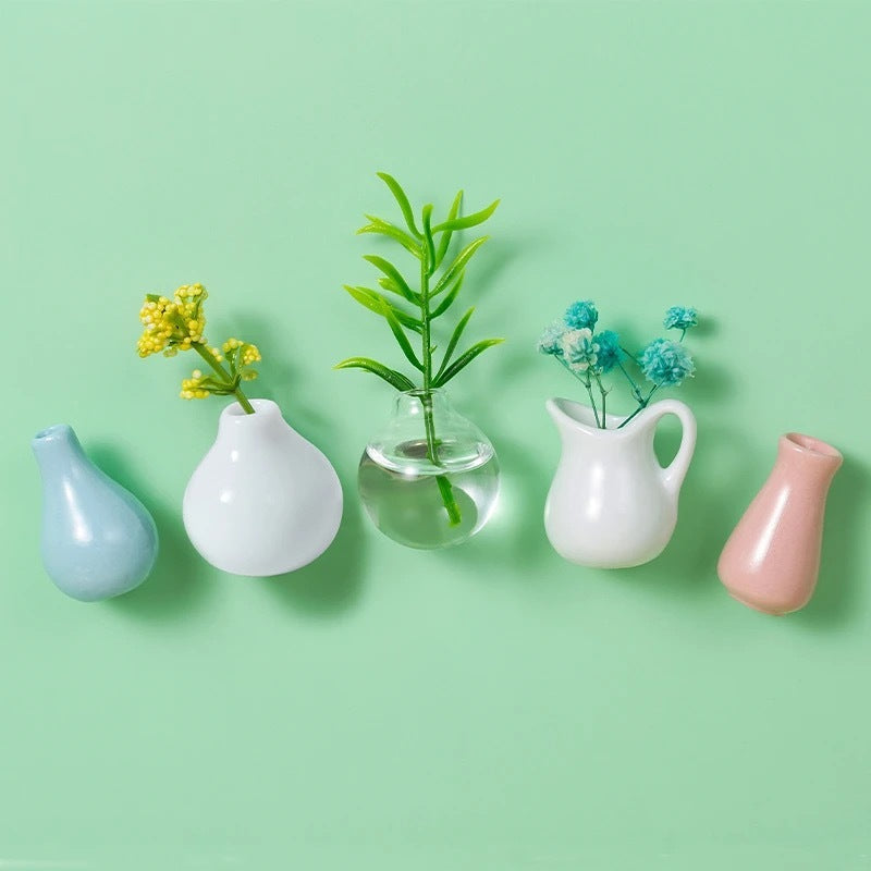 Mini vases magnétiques en céramique, lot de cinq — coloris