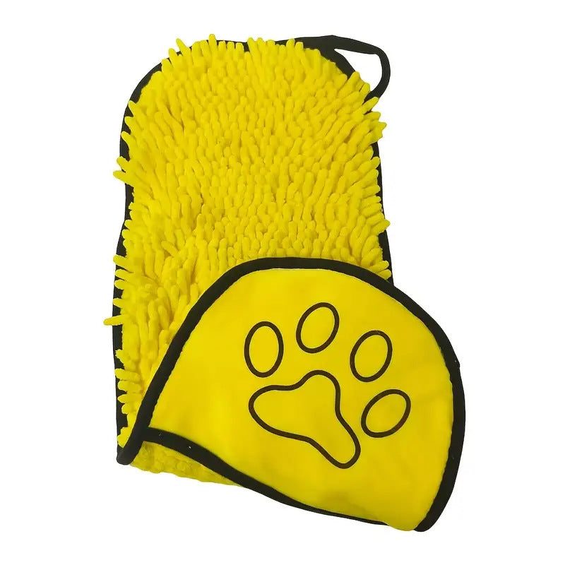 Chenille handdoek voor hond en kat — twee zakken voor je handen