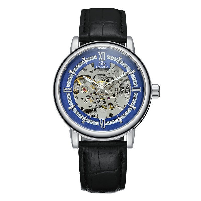 Mechanische Uhr mit Handaufzug und Skelett-Zifferblatt