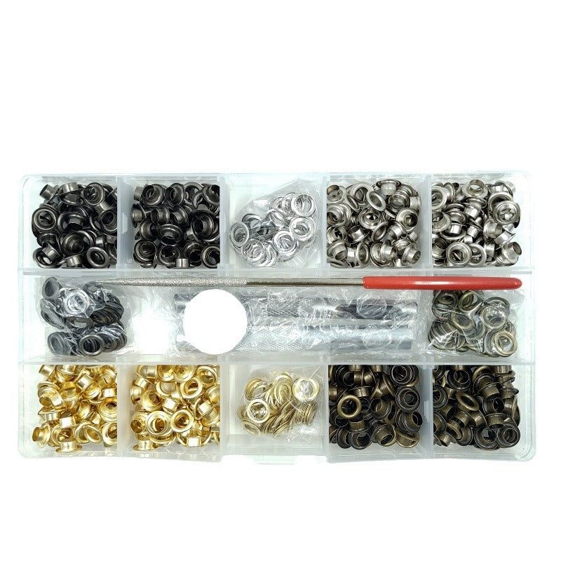 Box of 440 metal eyelets 5 mm with setting tools