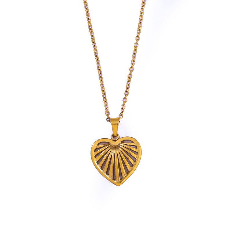 Collier cœur sur chaîne forçat — acier inoxydable 304, doré ou acier