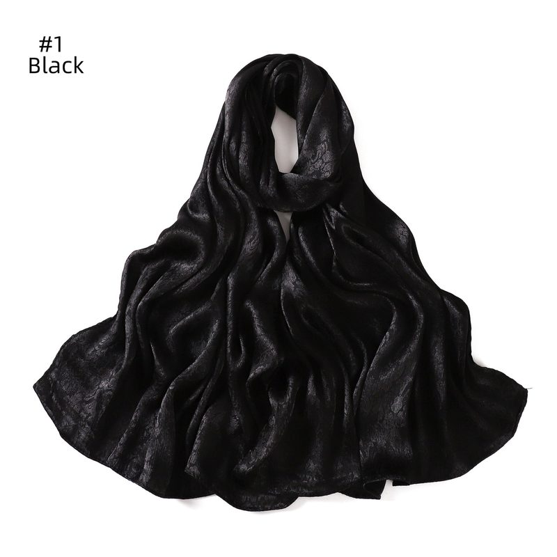 Foulard long en satin jacquard — motif tissé, 12 coloris — coloris
