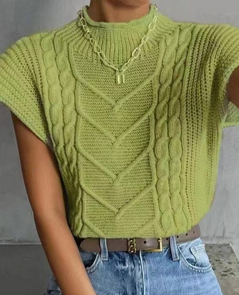 Pull mancherons col montant en maille torsadée
