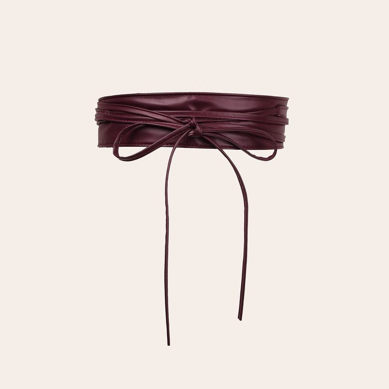 Wide faux leather tie belt, waist-defining