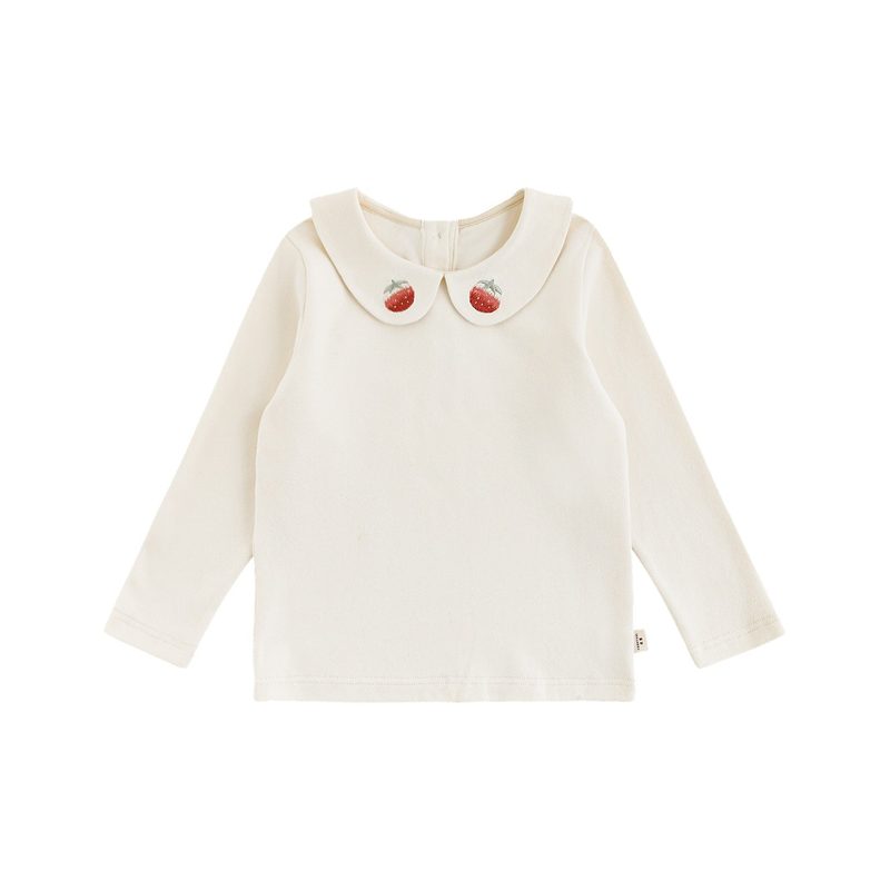 Camiseta de niña con cuello bebé bordado — manga larga — color