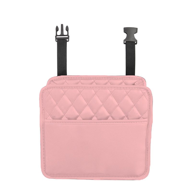 Pochette de dossier de siège matelassée aspect cuir — 25 × 25 cm