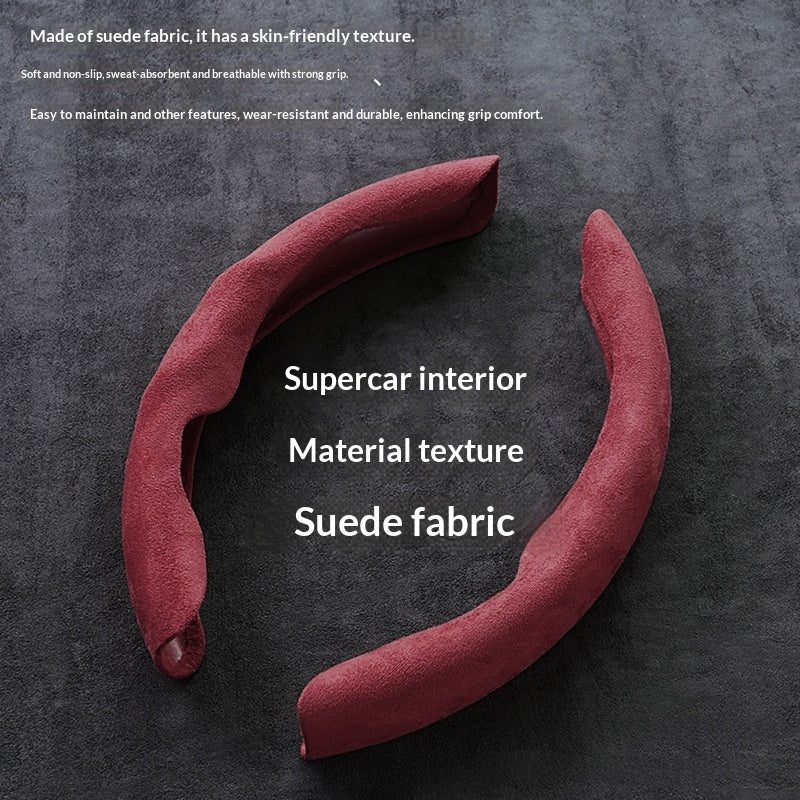 Faux suede steering wheel cover — absorbs sweat — colour
