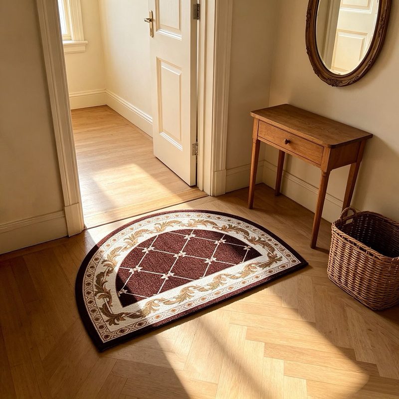 Half-moon rug with vintage pattern — 50 × 80 cm