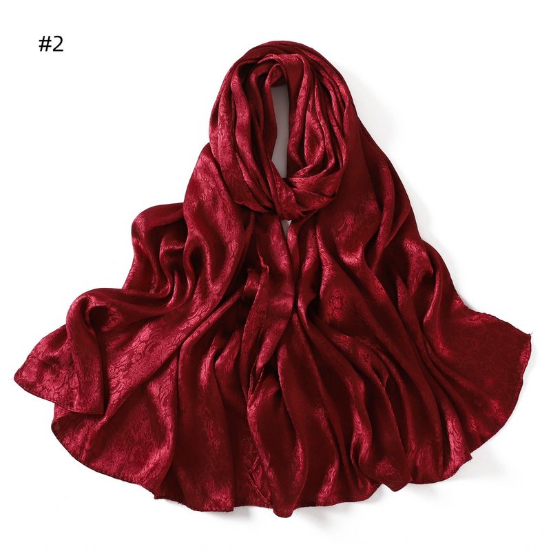 Foulard long en satin jacquard — motif tissé, 12 coloris — coloris