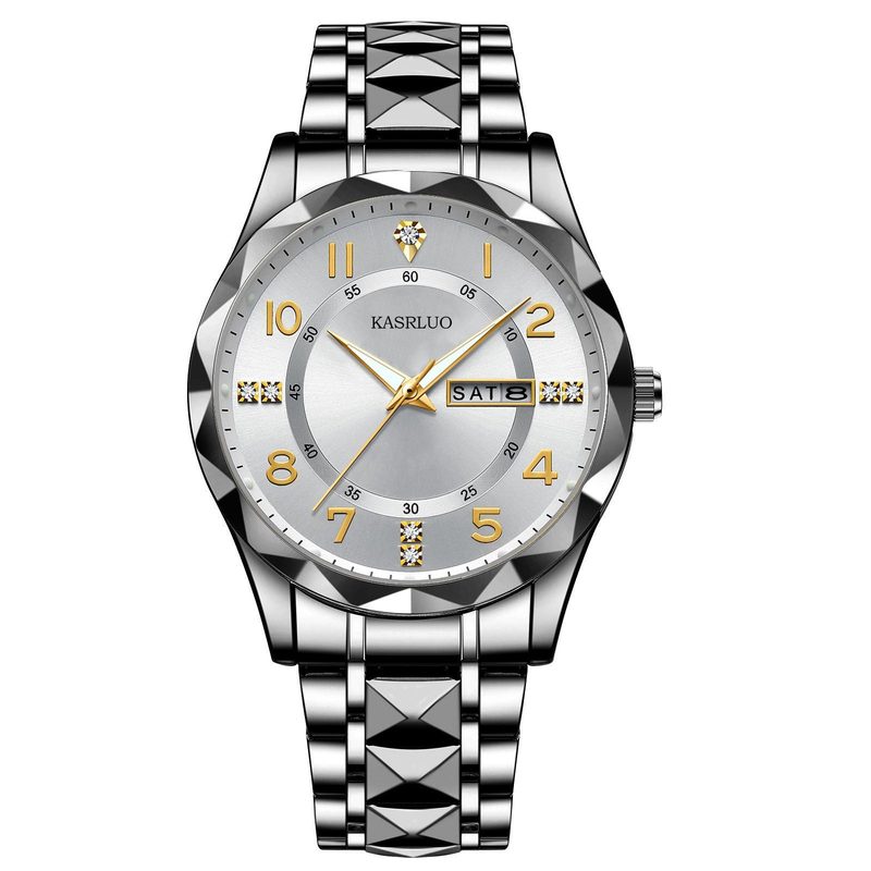 Men's day-date watch with luminous markers