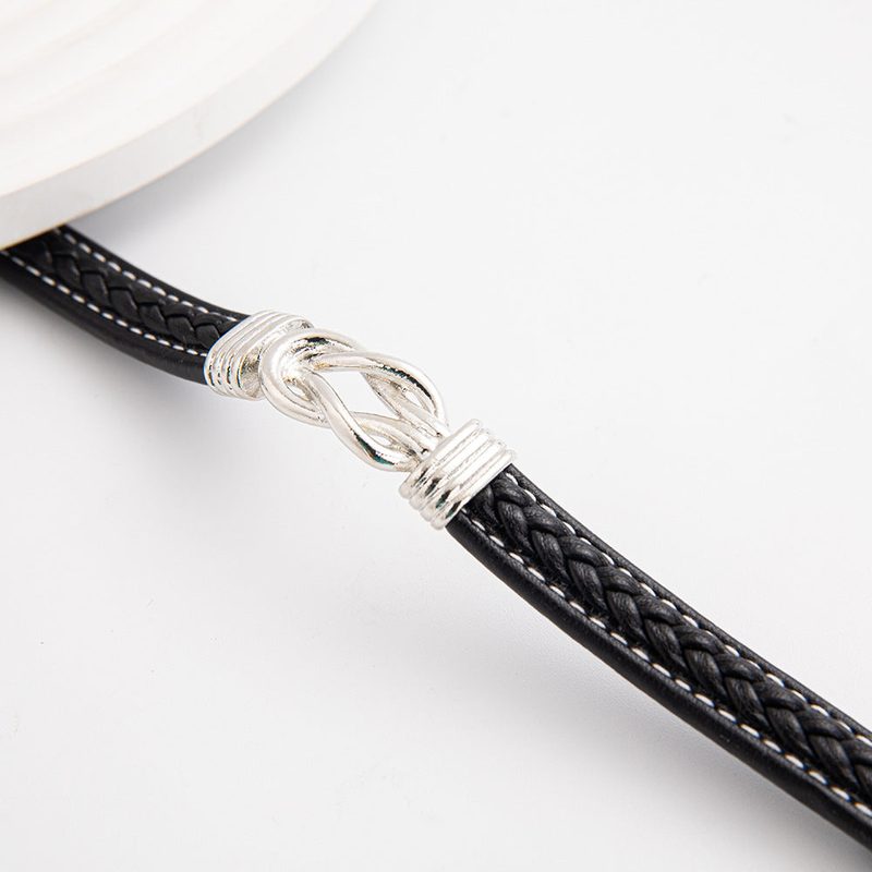 Bracelet homme en cuir tressé clouté — style rock, 17 versions