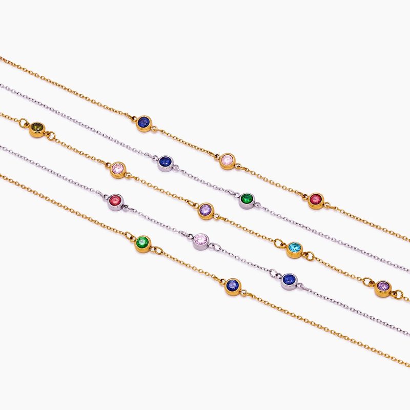 Collier pierre de naissance sur chaîne forçat — personnalisable, acier inoxydable