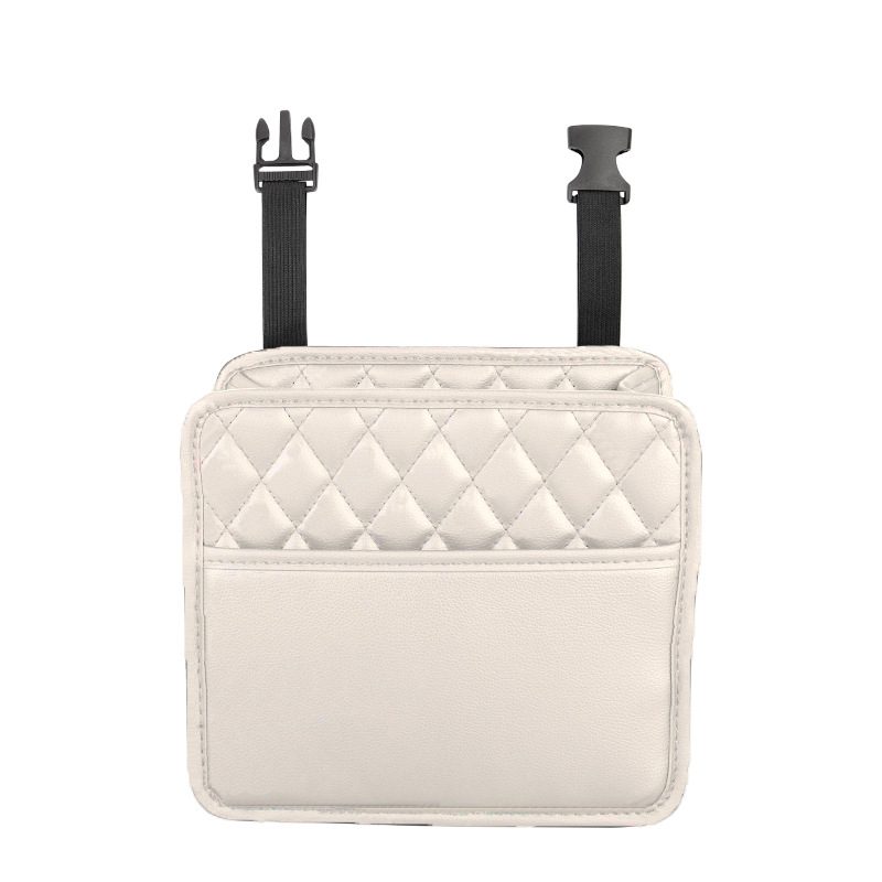 Pochette de dossier de siège matelassée aspect cuir — 25 × 25 cm