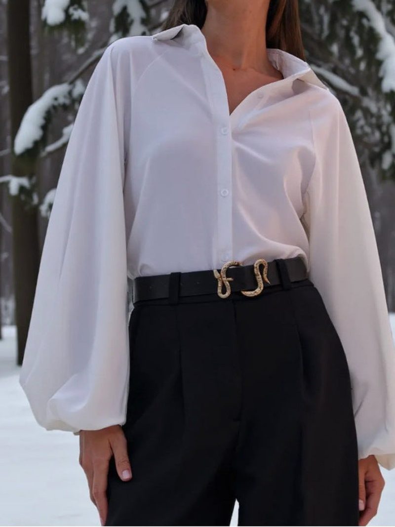 Bluse mit Ballonärmeln und Knopfmanschetten