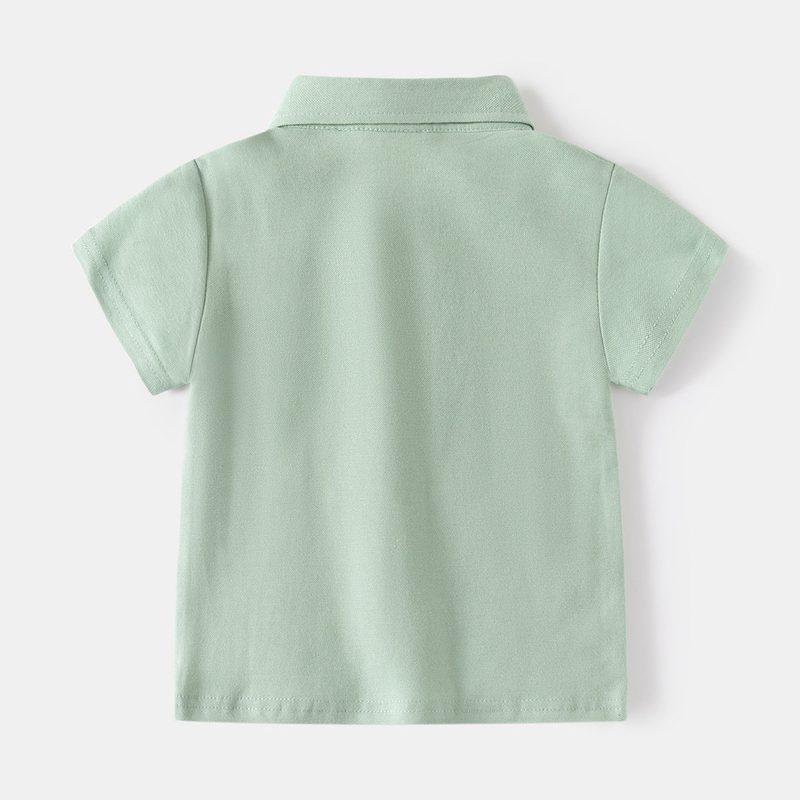 Boys’ cotton polo shirt — short sleeves, button collar