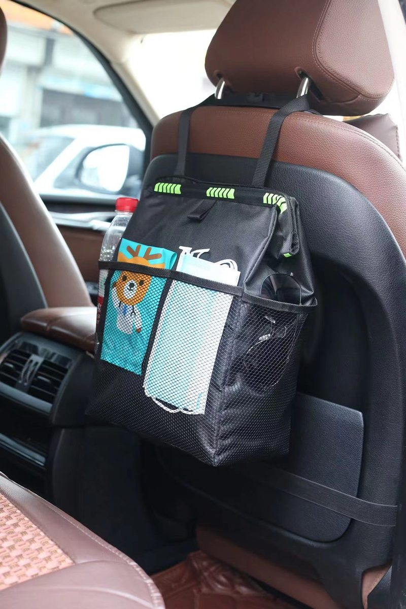 Sac poubelle de voiture à suspendre au dossier, doublure étanche — 26 × 14 × 35 cm