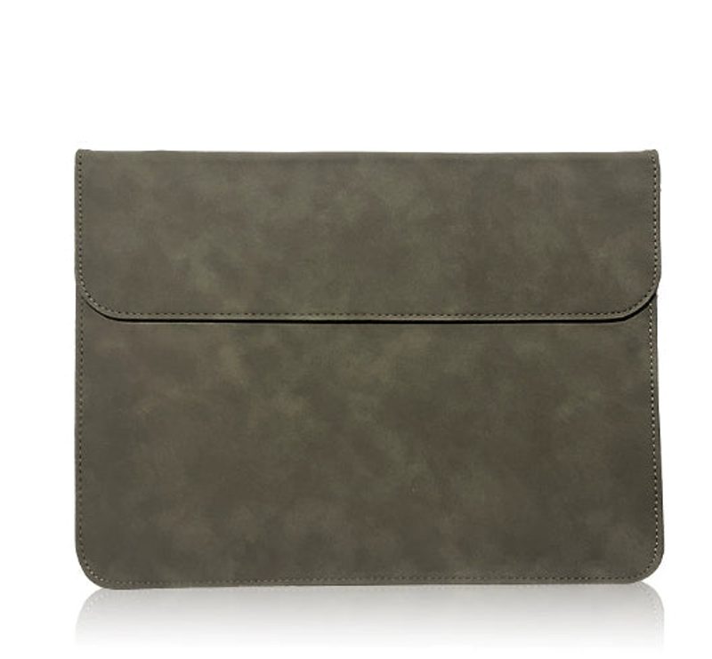 Faux suede envelope sleeve — flap closure