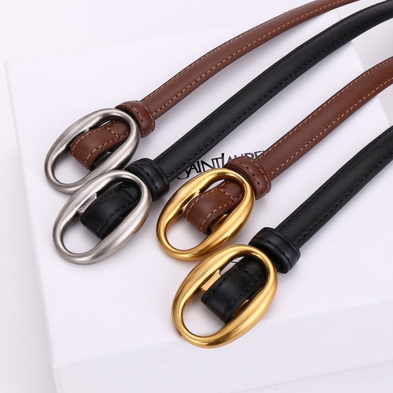 Thin smooth leather belt — defines the waist