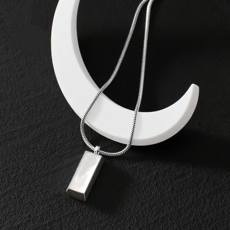Collar con colgante cuadrado y cadena serpiente — acero inoxidable 304