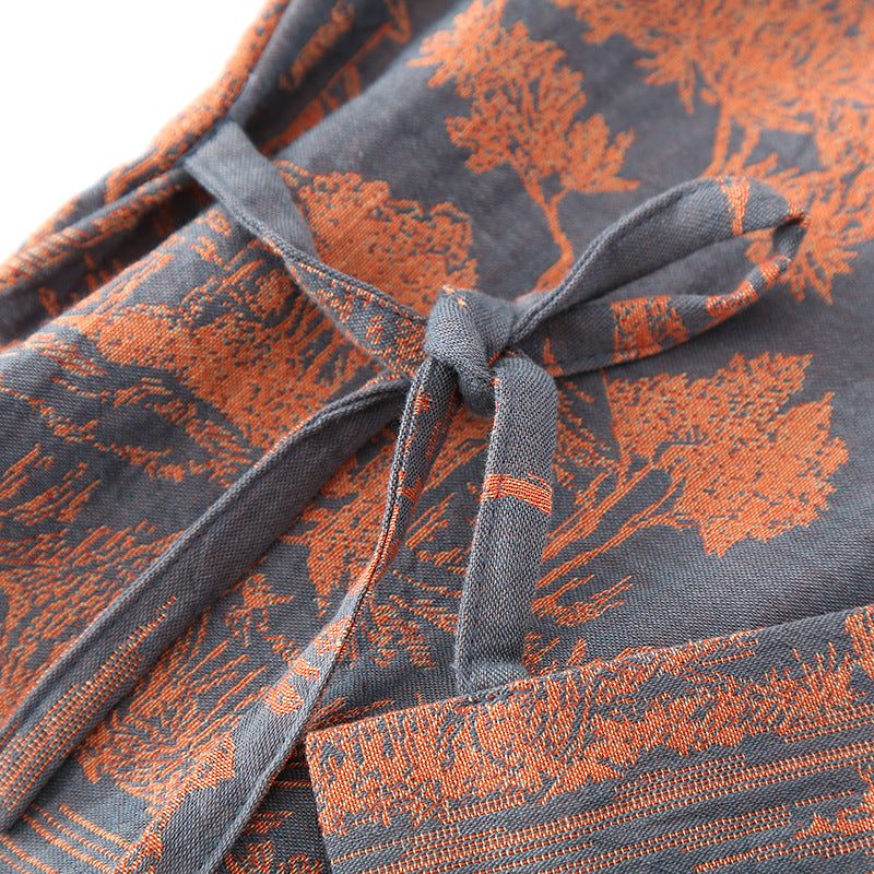 Bata kimono larga de gasa de algodón
