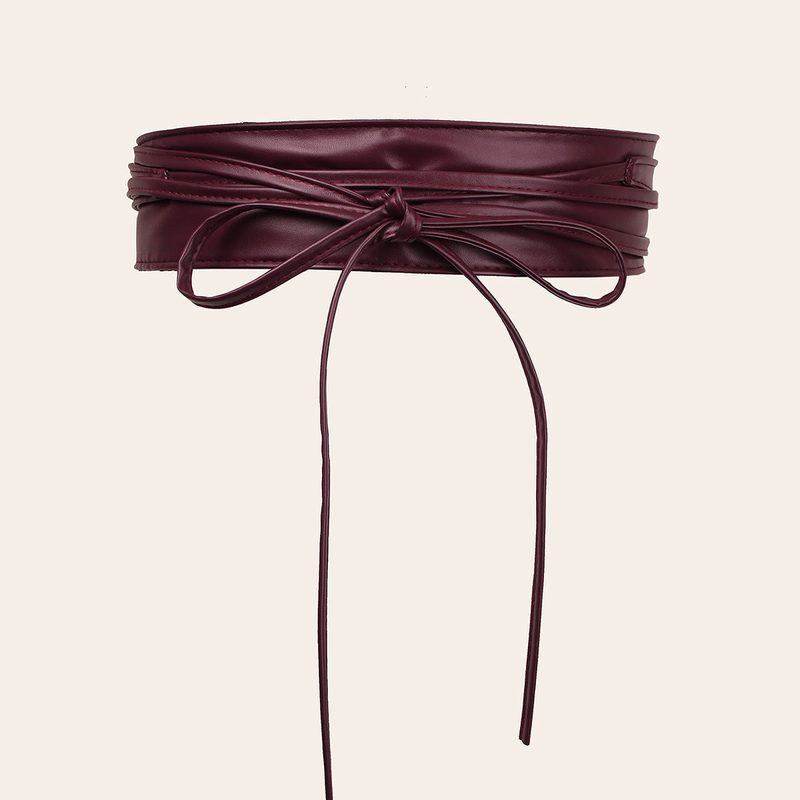 Wide faux leather tie belt, waist-defining — colour