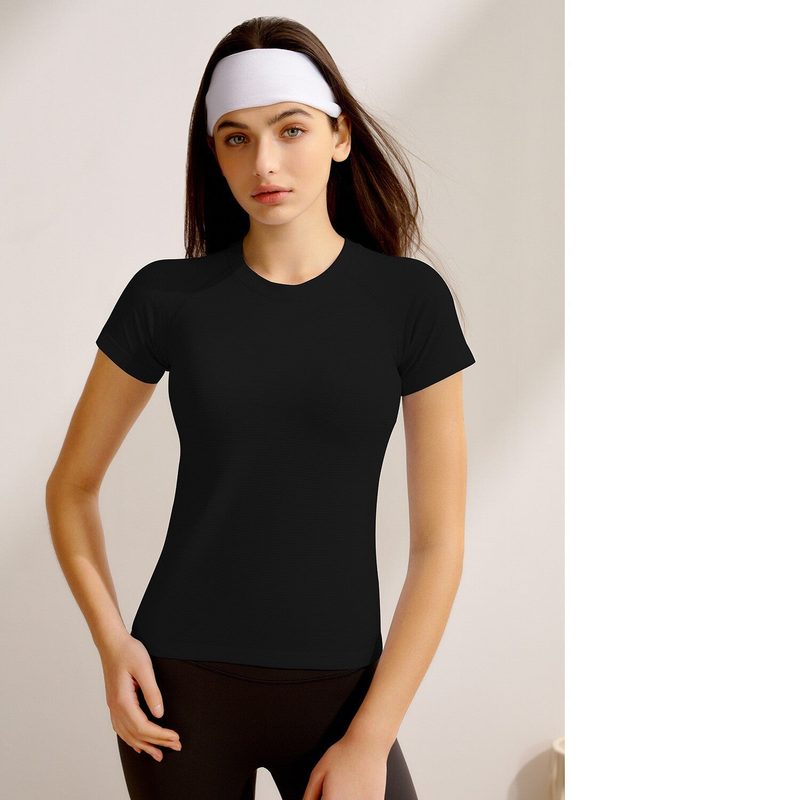 Dopasowany T-shirt sportowy z rękawem raglanowym — cienka dzianina — kolor