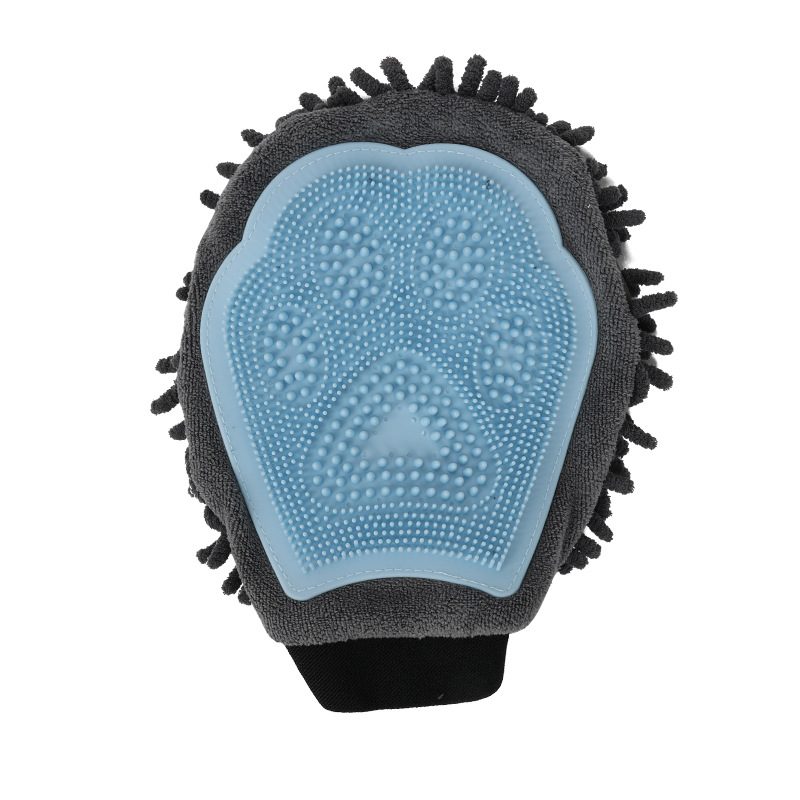Gant de bain double face pour chien — chenille et picots souples