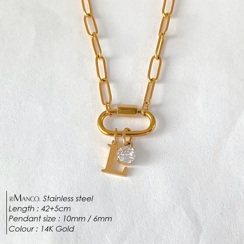 Collier lettre à personnaliser — initiale A à Z, acier inoxy — coloris