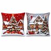 Sapin et chalet enneigé