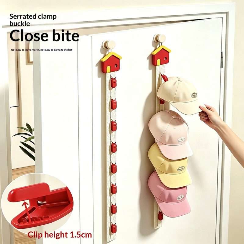 Wall-hanging clip strip for caps and hats