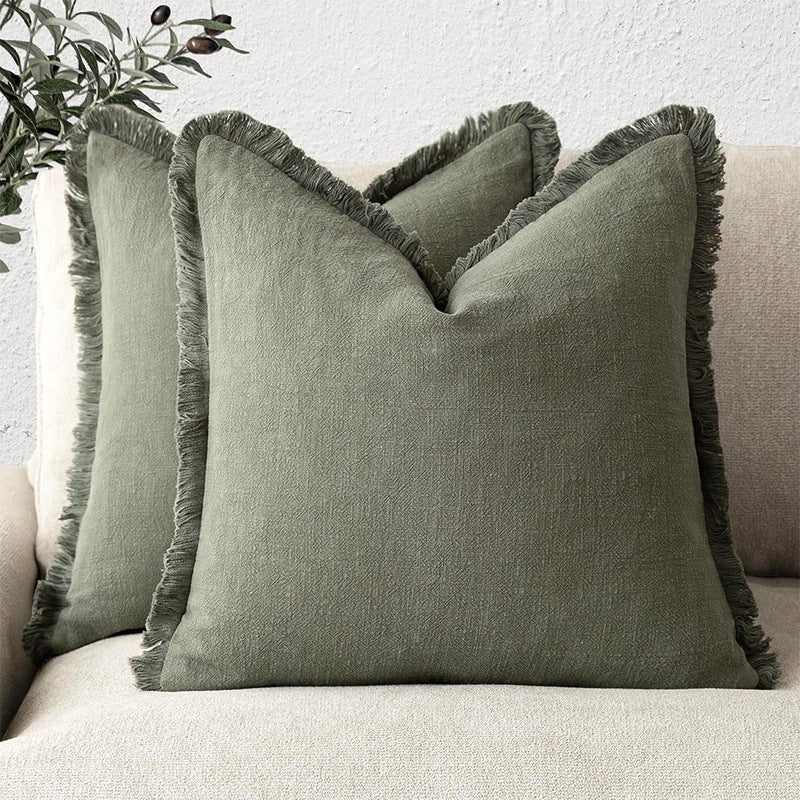 Fodera per cuscino con frange, cotone stile boho — colori