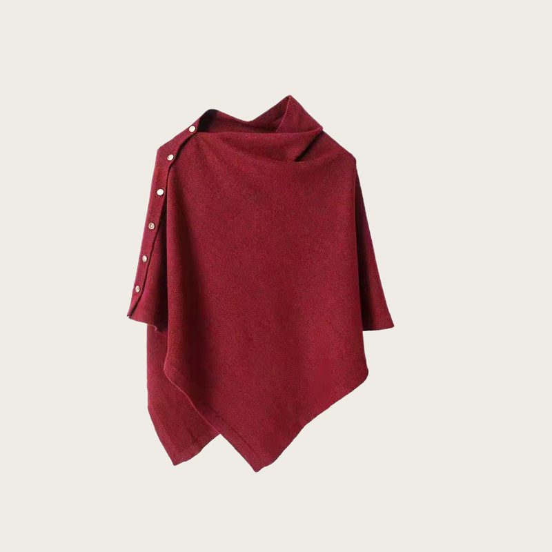 Cape en maille asymétrique boutonnée, col drapé