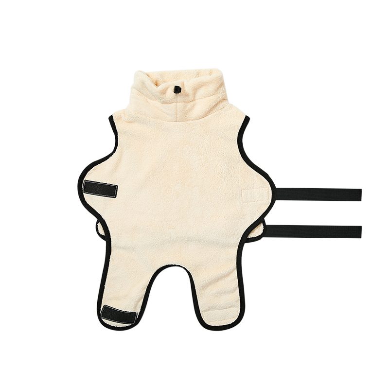 Peignoir de séchage pour petit chien — microfibre épaisse, col montant