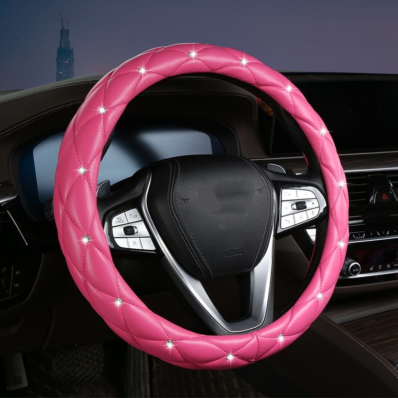 Capa de volante acolchoada com strass — para o inverno