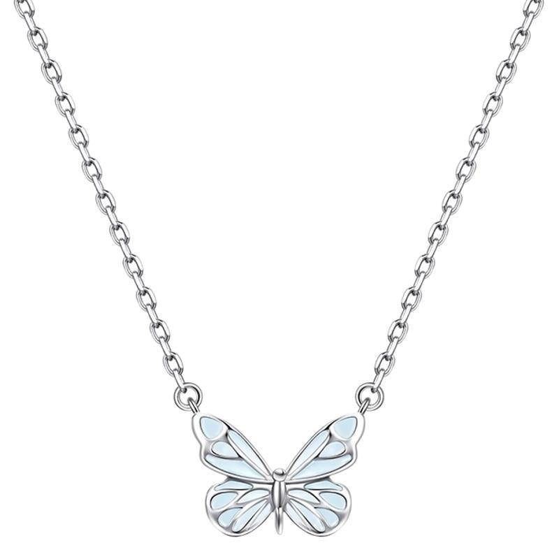 Vlinder van 925 zilver met lichtgevend email — ketting of armband