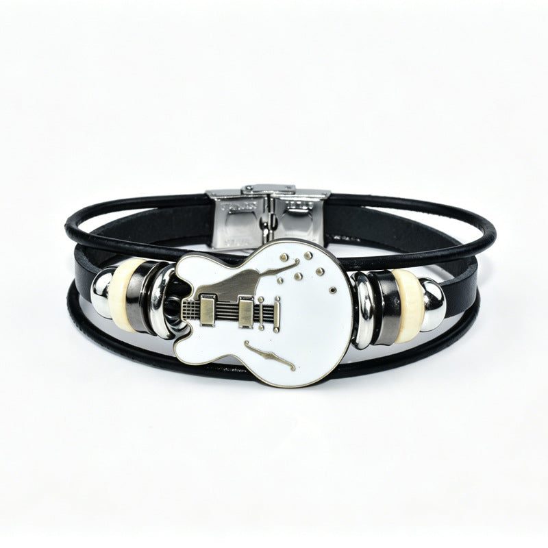 Herrenarmband aus Echtleder mit Gitarrenmotiv — Schnalle — Farbe