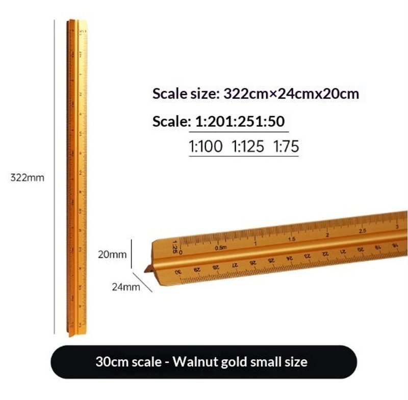 Aluminium triangular scale ruler — technical drawing — colour