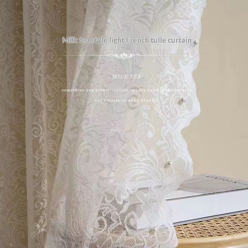 Voilage en dentelle perlée, esprit ancien
