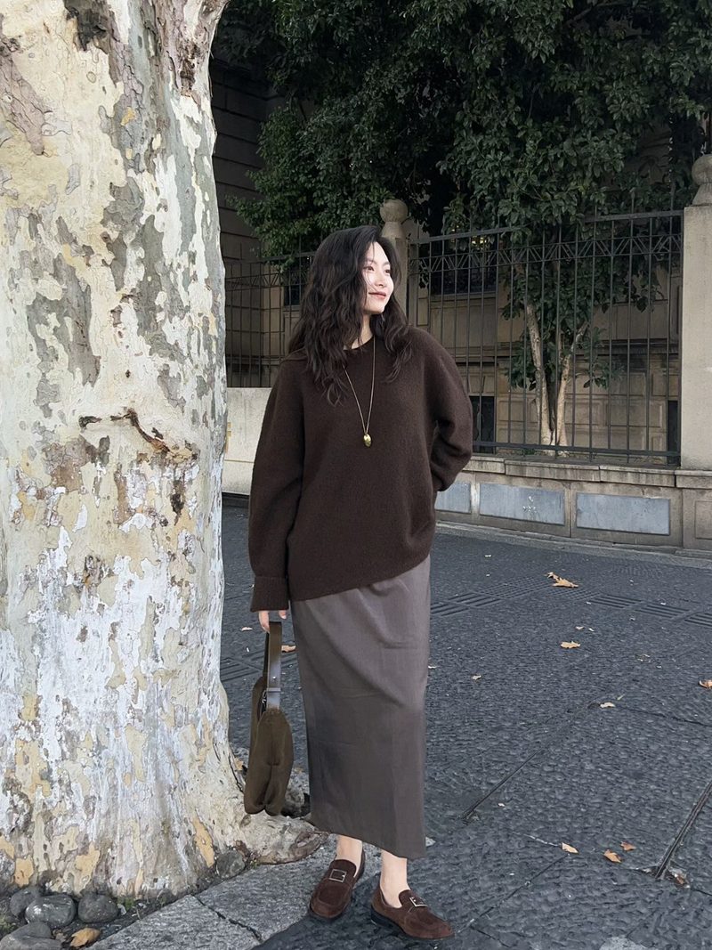 Pull col rond en maille douce, coupe ample