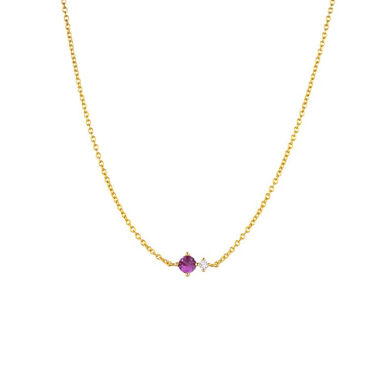 Collier pierre de naissance en argent 925 doré — chaîne fine
