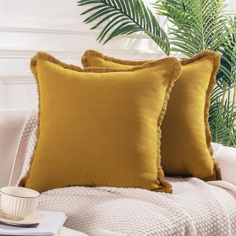 Fodera per cuscino con frange, cotone stile boho