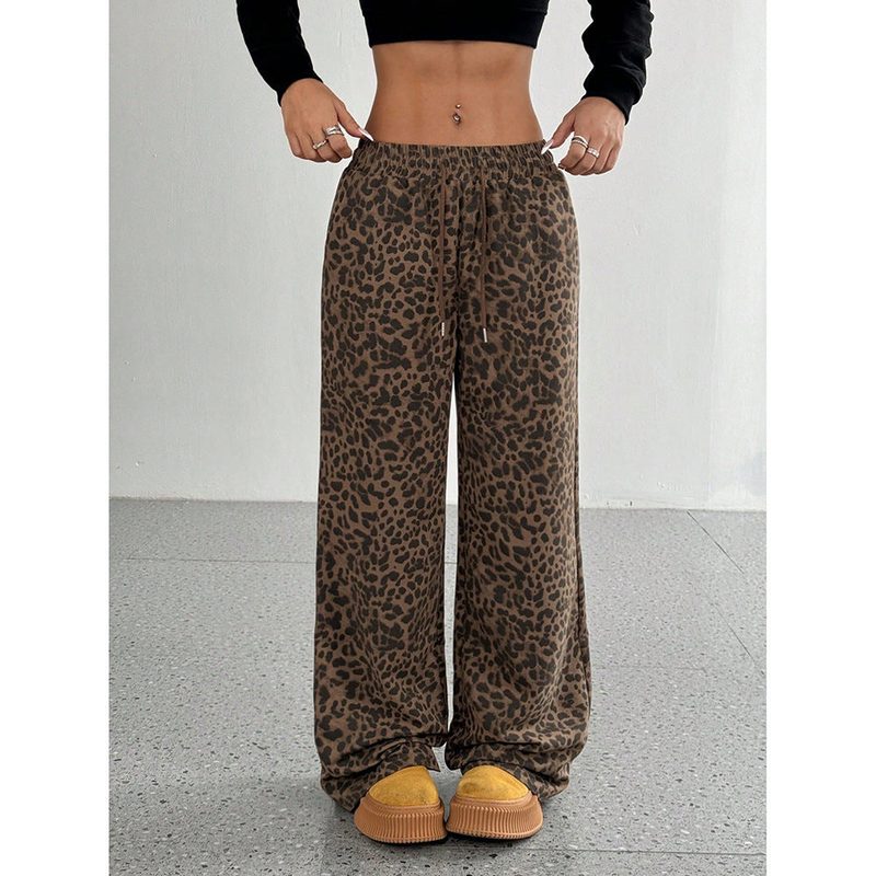 Weite Hose mit Leopardenmuster und Gummibund