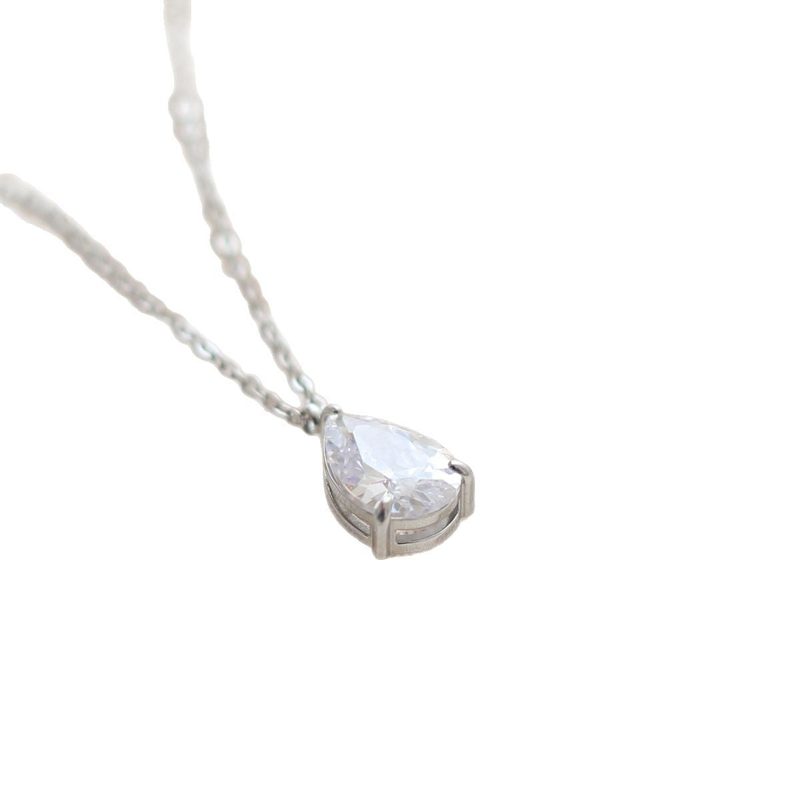 Collana con ciondolo a goccia in zircone — dorata o argentata, acciaio inossidabile