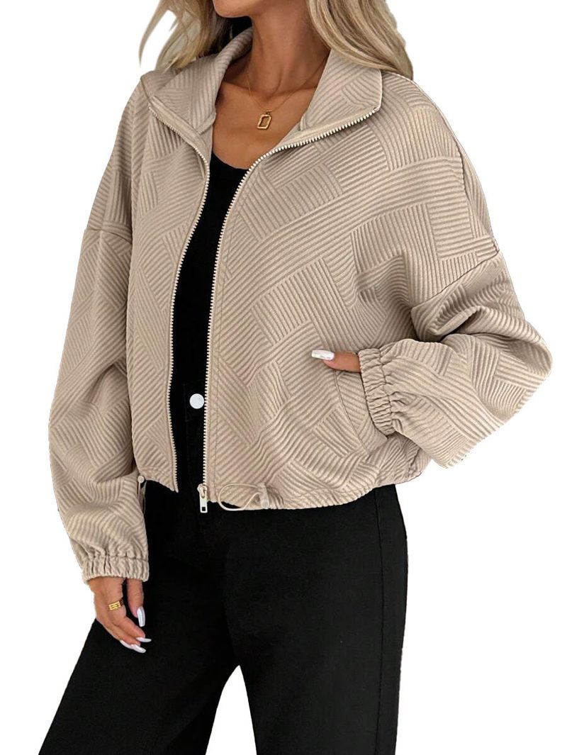 Veste zippée en maille gaufrée, bas à cordon — coloris