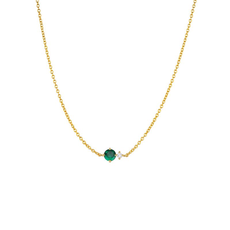 Collier pierre de naissance en argent 925 doré — chaîne fine