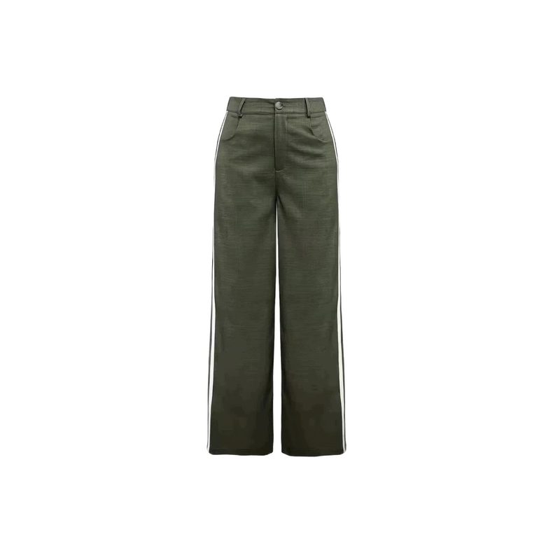 Pantaloni larghi con bande laterali — vita alta, gamba dritta